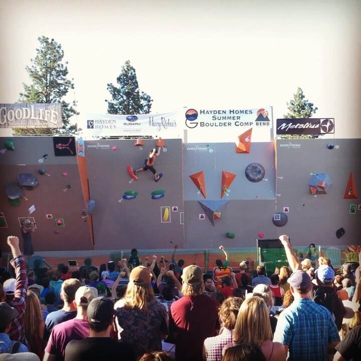 LIVE from the #bendsummercomp, part of the @subaru_bend @theoutsidegames @goodlifebrewing.  These climbers are insanely talented! #climbingmagazine #rockandicemagazine